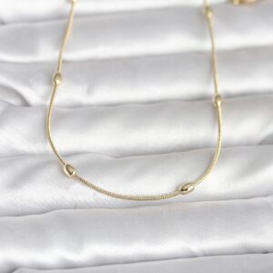 Tegan CM 14K Gold Renk Yılan Zincirli Damla Topçuk Model 60 cm Kadın Kolye TG27BKO10990