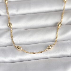 Tegan CM 14K Gold Renk Burgu Zincirli Damla Topçuk Model 45 cm Kadın Kolye TG27BKO11001