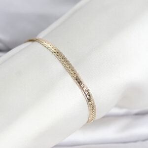 Tegan CM 14K Gold Renk Lazerli Yassı Zincir Model Kadın Bileklik TG27BB8295