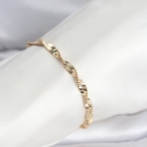 Tegan CM 14K Gold Renk Zincir Kalın Yassı Ezme Burgu Model Kadın Bileklik TG27BB8301