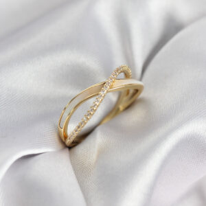 Tegan Zirkon Taşlı Sarmal Sedefli Gold Renk Kadın Yüzük TG27BYK3927