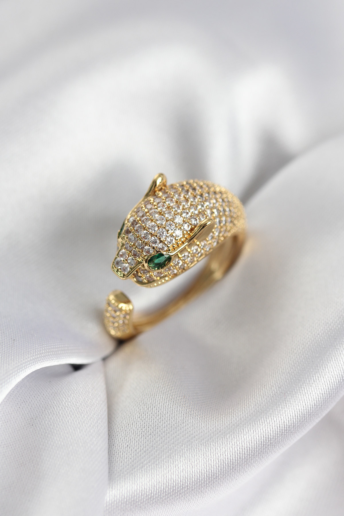Tegan Jaguar Model Gold Renk Zirkon Taşlı Kadın Yüzük TG27BYK3934 - Görsel 1