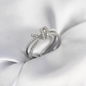 Tegan Gümüş Renk İncili Zirkon Taşlı Düğüm Kadın Yüzük TG27BYK3949