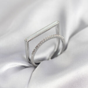 Tegan Gümüş Renk Sedefli Zirkon Taşlı 2'li Kadın Yüzük TG27BYK3956