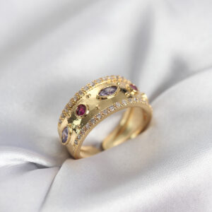 Tegan Gold Renk Zirkon Taşlı Vintage Kadın Yüzük TG27BYK3959