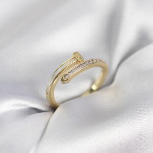 Tegan Zirkon Taşlı Gold Renk Yassı Çivi Model Kadın Yüzük TG27BYK3961