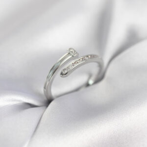 Tegan Zirkon Taşlı Gümüş Renk Yassı Çivi Model Kadın Yüzük TG27BYK3962