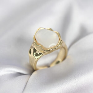 Tegan Gold Renk Beyaz Taşlı Vintage Kadın Yüzük TG27BYK3964