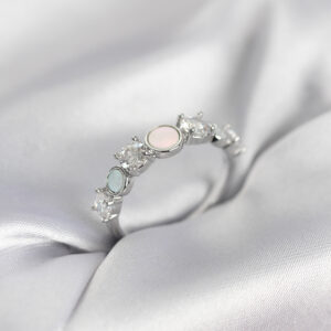 Tegan Gümüş Renk Minimal Plaka ve Zirkon Taşlı Kadın Yüzük TG27BYK3967