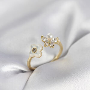 Tegan Gold Renk Sedefli Çiçek Model Kadın Yüzük TG27BYK3981