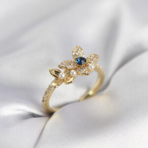 Tegan Gold Renk Çiçek Model Zirkon Taşlı Kadın Yüzük TG27BYK3983