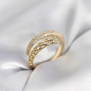 Tegan Gold Renk Zirkon Taşlı Sarmal Kadın Yüzük TG27BYK3985