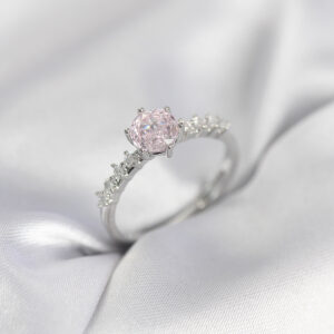 Tegan Gümüş Renk Pembe Tek Taş Model Zirkon Taşlı Kadın Yüzük TG27BYK3992