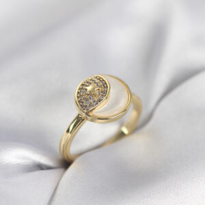 Tegan Ay Yıldız Model Gold Renk Zirkon Taşlı Kadın Yüzük TG27BYK3995