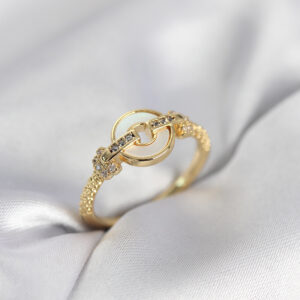 Tegan Gold Renk Daire Form Sedef ve Zirkon Taşlı Kadın Yüzük TG27BYK4003