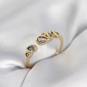 Tegan Gold Renk Mor Damla Zirkon Taşlı Kadın Yüzük TG27BYK4018