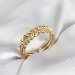 Tegan Gold Renk Başak Model Zirkon Taşlı Kadın Yüzük TG27BYK4024