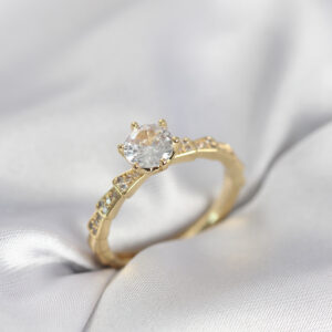 Tegan Gold Renk Zirkon Taşlı Tek Taş Model Kadın Yüzük TG27BYK4026