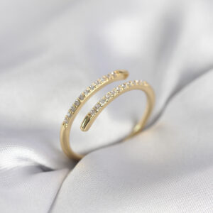 Tegan Gold Renk Yılan Kuyruk Model Zirkon Taşlı Kadın Yüzük TG27BYK4028