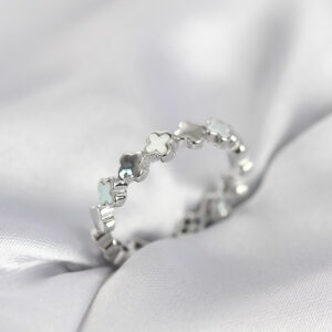 Tegan Gümüş Renk Sedefli Yonca Model Kadın Yüzük TG27BYK4029