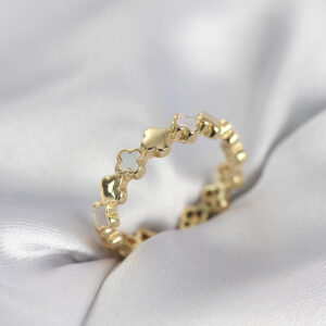 Tegan Gold Renk Sedefli Yonca Model Kadın Yüzük TG27BYK4030