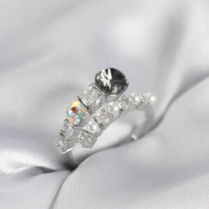 Tegan Gümüş Renk Pirinç Zirkon Taşlı İncili Kadın Yüzük TG27BYK4035