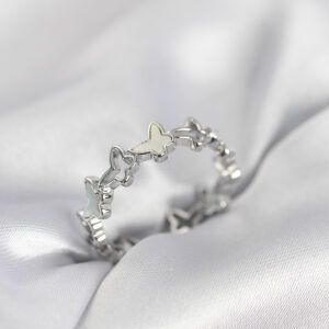 Tegan Gümüş Renk Kelebek Model Pirinç Kadın Yüzük TG27BYK4037