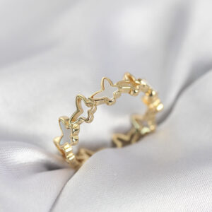 Tegan Gold Renk Kelebek Model Pirinç Kadın Yüzük TG27BYK4038