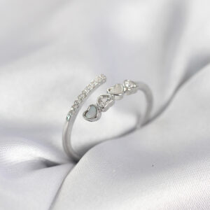 Tegan Gümüş Renk Zirkon Taşlı Minimal Kalp Model Kadın Yüzük TG27BYK4041