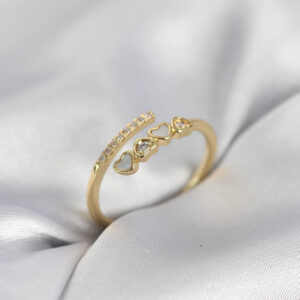 Tegan Gold Renk Zirkon Taşlı Minimal Kalp Model Kadın Yüzük TG27BYK4042