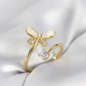 Tegan Gold Renk Yusufçuk Model Zirkon Taşlı Kadın Yüzük TG27BYK4044