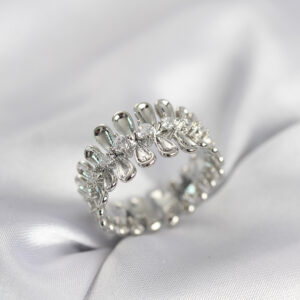 Tegan Gümüş Renk Zirkon Taşlı Sıralı Damla Model Kadın Yüzük TG27BYK4045