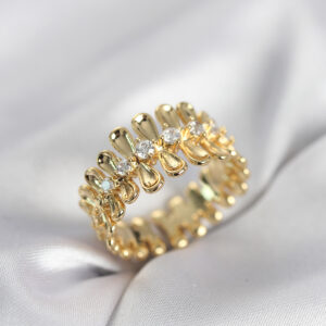 Tegan Gold Renk Zirkon Taşlı Sıralı Damla Model Kadın Yüzük TG27BYK4046