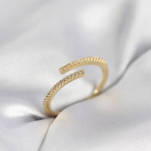 Tegan Gold Renk Zirkon Taşlı Yılan Tarz Kadın Yüzük TG27BYK4050