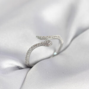 Tegan Gümüş Renk Yılan Model Zirkon Taşlı Kadın Yüzük TG27BYK4132