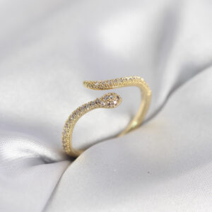 Tegan Gold Renk Yılan Model Zirkon Taşlı Kadın Yüzük TG27BYK4133