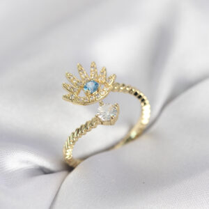 Tegan Gold Renk Göz Model Zirkon Taşlı Kadın Yüzük TG27BYK4074