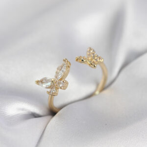 Tegan Kelebek Model Zirkon Taşlı Gold Renk Kadın Yüzük TG27BYK4078