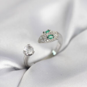 Tegan Yılan Model Zirkon Taşlı Gümüş Renk Kadın Yüzük TG27BYK4079