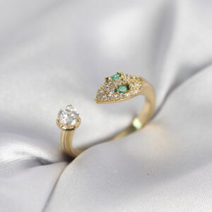 Tegan Yılan Model Zirkon Taşlı Gold Renk Kadın Yüzük TG27BYK4080