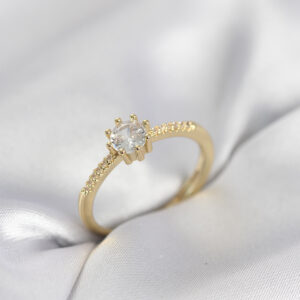 Tegan Tek Taş Model Gold Renk Zirkon Taşlı Kadın Yüzük TG27BYK4088