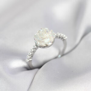 Tegan Gümüş Renk Gül Model İncili Kadın Yüzük TG27BYK4093