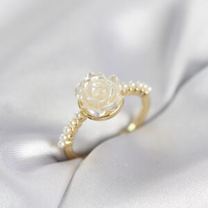 Tegan Gold Renk Gül Model İncili Kadın Yüzük TG27BYK4094