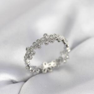 Tegan Gümüş Renk Sıralı Çiçek Model Zirkon Taşlı Kadın Yüzük TG27BYK4108