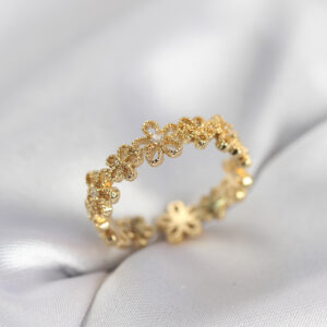 Tegan Gold Renk Sıralı Çiçek Model Zirkon Taşlı Kadın Yüzük TG27BYK4109