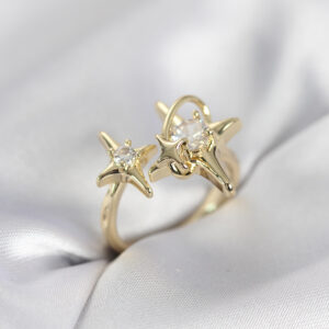 Tegan Gold Renk Kutup Yıldızı Model Zirkon Taşlı Kadın Yüzük TG27BYK4125