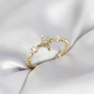 Tegan Minimal Kutup Yıldızı Model Zirkon Taşlı Gold Renk Kadın Yüzük TG27BYK4127