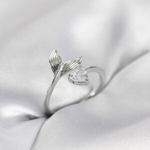 Tegan Balık Kuyruğu Model Gümüş Renk Zirkon Taşlı Kadın Yüzük TG27BYK4128