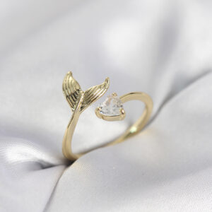 Tegan Balık Kuyruğu Model Gold Renk Zirkon Taşlı Kadın Yüzük TG27BYK4129