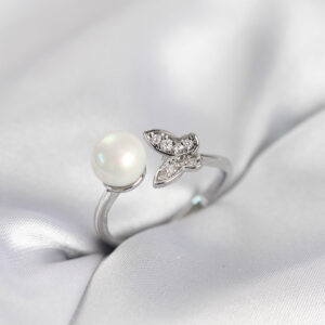 Tegan Kelebek İncili Model Gümüş Renk Zirkon Taşlı Kadın Yüzük TG27BYK4130